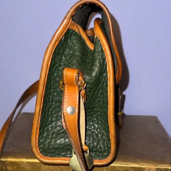 Dooney & Bourke Forest Green Pebbled Leather Crossbody with Tan Trim - Picture 6 of 15